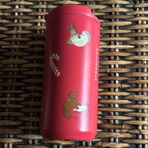 Starbucks Festive Red Tumbler with Animal Design